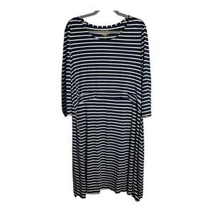 Pip & Vine Navy Blue Striped Long Sleeve Midi Dress Plus 3X